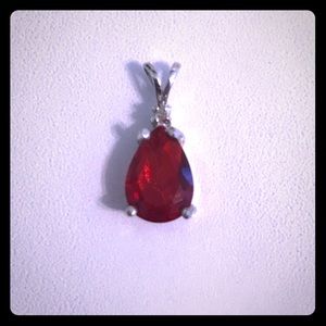 Ruby Diamond Sterling Silver Pendant
